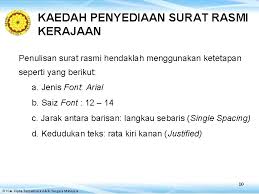 Kertas pengertian surat rasmisurat yang ditulis dalam urusan rasmirasmi: Format Baru Surat Rasmi Kerajaan