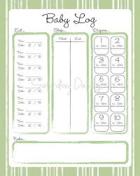 Printable Daily Log For Baby Green Stripes Feeding
