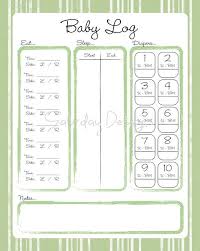 printable daily log for baby green stripes feeding