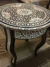 Egyptian End Table Wood Inlaid Mother Of Pearl 16 Ebay In 2020 End Tables How To Antique Wood Table