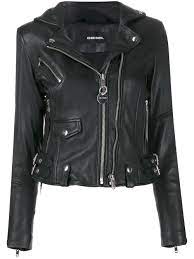 Diesel Diesel Bikerjacke Mit Nieten Schwarz Diesel Cloth Leather Jacket Leather Jackets Women Womens Biker Jacket