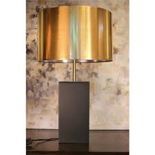 Abat jour shade pien metal paulmann eclairage lampe trepied metal abat jour gris 20x20x44cm. P W Design Lampe De Table Jupiter Abat Jour Metal Dore Base En Cuir 100637 Rona