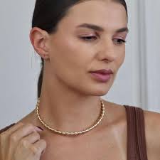 Bling Jewelry Tradtional Cable Twist Braid Rope Choker Collar Necklace For  Women Teens Polished 14K Yellow Gold Plated : Clothing, Shoes & Jewelry