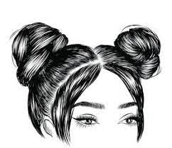 Cute Girl With Double Hair Buns And Long Silky Hair Close Up Look Hand Drawn Idea For Business Visit Card Typogra Double Hair Buns Hair Sketch How To Draw Hair