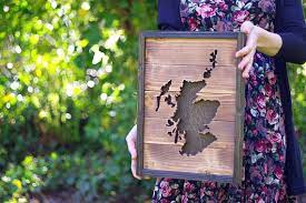 Scotland Map Wall Frame Wooden Scottish Wedding Anniversary Etsy Scottish Decor Handmade Home Decor Decor