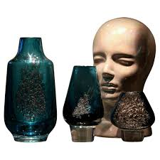 Vintage Blue Bubble Glass