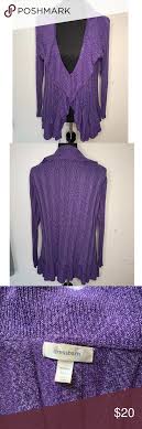 Dressbarn Purple Shawl Collar Ruffle Rib Cardigan Ribbed Cardigan Purple Shawl Dress With Cardigan