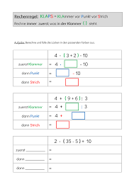 Es werden alle rechenarten erklärt, also addition, subtraktion, multiplikation, wurzel und potenzen. Arbeitsblatt Zur Einfuhrung Der Rechenregel Klaps Klammern Vor Punkt Vor Strich Unterrichtsmaterial Im Fach Mathematik Nachhilfe Mathe Mathematikunterricht Mathe Formeln