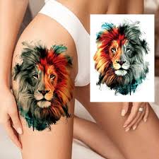 Tatouage Temporaire Lion Tigre A L Aquarelle Pour Femmes Hommes Et Enfants Adultes Et Enfants Autocollant De Faux Animal Realiste Transfert A L Eau Cuisses Aliexpress