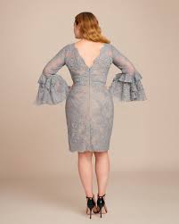 Marchesa Grey Corded Lace Cocktail Dress With Bell Sleeve Cocktail Dress Lace Bell Sleeve Dress Dresses