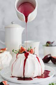 Fig Thyme Pavlova With Spicy Red Wine Plum Syrup Baking Ginger Recipe Desserts Dessert Recipes Pavlova