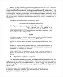 Basic employment contract should begin by writing the company name and the employee name. Free 7 Sample Physician Employment Agreement Templates In Pdf Ms Word