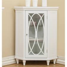 Bathroom corner cabinet glass doors. Cabinets Cupboards Florence Corner Floor Cabinet With Glass Door In White For Bathroom Storage Home Garden