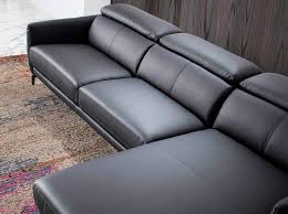 Black upholstered faux leather transitional 88 stationary living room sofa (solid wood frame). Chaise Longue Sofa Upholstered In Leather And Stainless Angel Cerda S L
