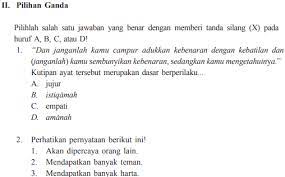 Ulangan harian pai dan bp kelas 5 bab 9 semester 2 dan jawaban. Jawaban Pg Ayo Berlatih Bab 2 Halaman 27 Pai Kelas 7 Kejujuran Amanah Dan Istiqamah Bastechinfo