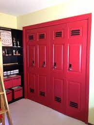 Awesome They Made The Folding Closet Doors Look Like Lockers Bifoldclosetdoorideas Closetdoorsbifol Baseball Bedroom Basketball Room Boy Bedroom Design