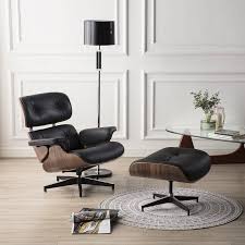 Vart Genuine Leather 34 Swivel Lounge Chair And Ottoman In 2020 Mid Century Lounge Chairs Lounge Chairs Living Room Eames Lounge Chair Living Room