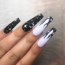 Press On Nails Starry Flame Nails Etsy Acrylic Nails Coffin Short Long Acrylic Nails Coffin Coffin Nails Designs