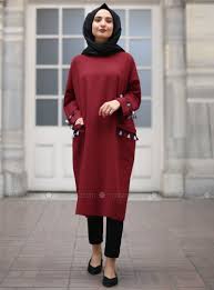 Salas Tunik Bordo Kadin Kiyafetleri Musluman Modasi Mutevazi Moda