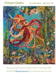 Octopus Garden Laura Heine Fiberworks Inc Fused Collage Art Etsy Crazy Quilts Patterns Mermaid Quilt Art Quilts