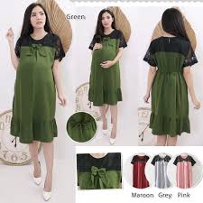 Dress brokat yang dipadukan dengan beberapa aksesoris gunakan model baju brokat modern untuk menunjang penampilanmu. Dress Hamil Kombinasi Brokat Pita Berbahan Moscrepe Zianka Shop Shopee Indonesia