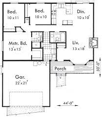 2021's leading website for small house floor plans, designs & blueprints. One Level House Plan 3 Bedrooms 2 Car Garage 44 Ft Wide X 50 Ft D