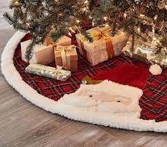 Plaid Santa Applique Tree Skirt Pottery Barn Christmas Tree Pottery Barn Christmas Christmas Tree Skirt