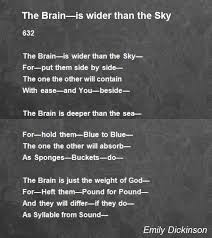 The Brain Mdash Is Wider Than The Sky Poem By Emily Dickinson Poem Hunter Emily Dickinson Poems Dickinson Poems Emily Dickinson