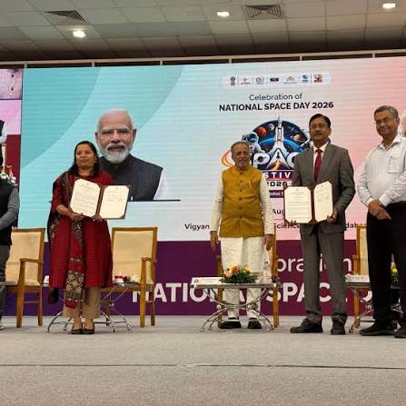 Honoured to attend the inaugural #NationalSpaceDay ceremony at Gujarat  Science City, Ahmedabad! It was an absolute privilege to recognize young  innovators who are making remarkable contributions to space science. August  23 stands