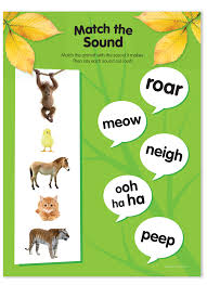 Fundamentals Kindergarten Match The Animal Sounds Free Printable Activity Page