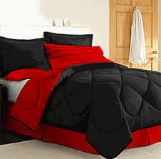 Black And Gray Bed In A Bag Twin Dorm Bed Bath Black Red 10pc Set For Xl Twin College Beds Bedroom Red Red Bedding Black Bedroom Decor