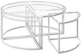 Modernique® rotante round coffee table with clear tempered glass, 360° rotatable coffee table top, matching dining sets available. Omari Grande Glass And Chrome Coffee Table Set Cfs Furniture Uk