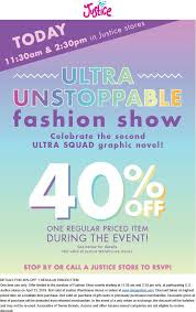 Pinned April 13th 40 Off A Single Item Til 2 30p Today At Justice Thecouponsapp Justice Coupons Shopping Coupons Coupon Apps