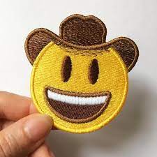 Cowboy Hat Face Emoji Embroidered Patch For Jacket Iron On Sew On Patch Pin Yee Haw In 2021 Embroidered Patches Cowboy Emoji Sew On Patches