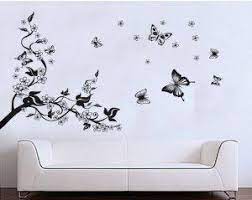 Stickers Muraux Romantique Fleur De Sakura Prunus Cherry Blossom Arbre De Papillon Wall Sticker Decal N Wall Stickers Home Decor Sticker Wall Art Sticker Decor