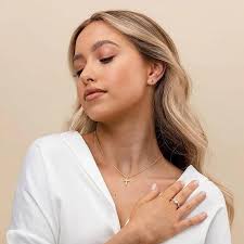 14K Gold Plated Cross Necklace With Cubic Zirconia