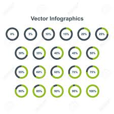 set of pie chart infographic elements 0 5 10 15 20 25