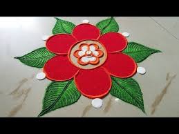 Beautiful Flowers And Leaves Rangoli Design By Sangeeta Easy Rangoli Design For Festiv Small Rangoli Design Rangoli Designs Diwali Rangoli Designs With Dots
