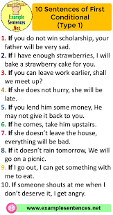 The form that zero conditional sentences take is 'if + present simple + present simple.'. 10 Sentences Of First Conditional Type 1 First Conditional Examples Example Sentences