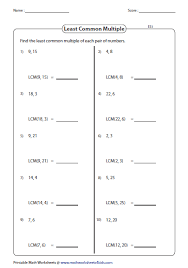 Find The Least Common Multiple Common Multiples Least Common Multiple Mathematics Worksheets