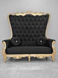 double high back chair queen throne in black leather and gold frame upholstered kids chair upholstered bedroom chair luxury room decor