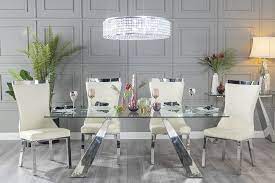 Get the best deals on chrome dining room dining chairs. Urban Deco Delta 200cm Glass And Chrome Dining Table And 6 Maison Cream Chairs Cfs Furniture Uk