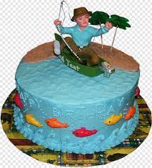 Cake whiz cleverly takes pound cake, wraps it in a strip of black fondant (or try green fruit rollups) and tops it with shredded coconut for rice and candy corn to emulate the fishy center. Man Fishing Birthday Cake Idea Fishing Hd Png Download 419x464 3851845 Png Image Pngjoy