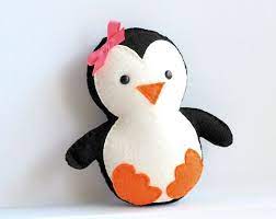 Handmade Penguin Plush Toy Baby Penguin Girl Felt Penguin Toy Baby Shower Gift Holiday Gift Christmas Penguin Ready To Ship A652 Sewing Stuffed Animals Sewing Projects Stuffed Animal Patterns