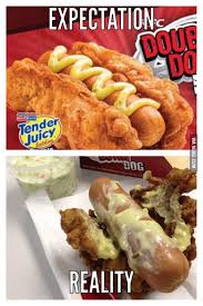 Here's to the double down men & women who eat before the phone does. Kfc S Double Down Dog Expectation Vs Reality 9gag