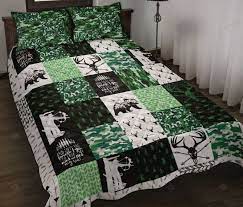 Bear And Deer Camo Hunting Quilt Bedding Set Teeruto