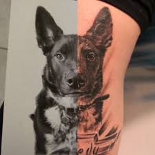 Black And Grey Dog Tattoo Black And Grey Portrait Tattoo Tattoos Portrait Dog Puppy Dog Tattoos Dog Tattoo Animal Tattoos