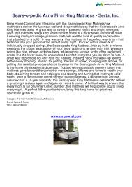 Top picks & buyers guide. Sears O Pedic Arno Firm King Mattress Serta Inc 288665