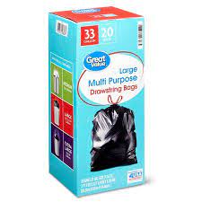 Great Value Multi Purpose Drawstring Bags 33 Gallon 20 Count Walmart Com Trash Bags Gallon Trash