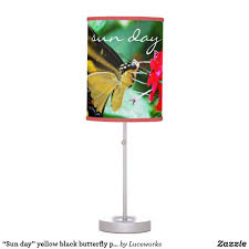 Black And White Striped Butterfly With Red Dots Sun Day Quote Yellow And Black Butterfly Photo Table Lamp Zazzle Com Butterfly Photos Black Butterfly Colorful Table